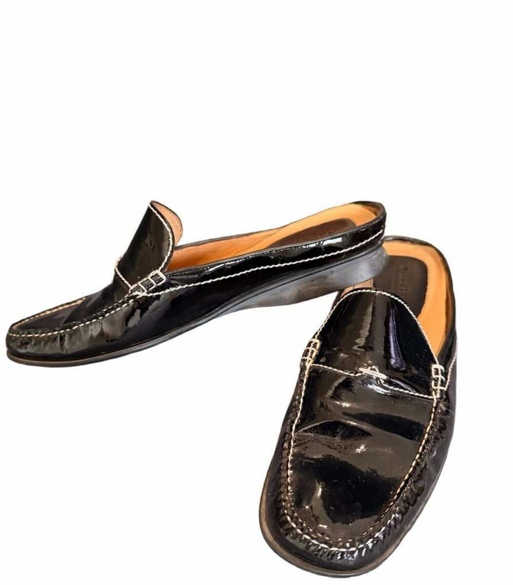 Cole Haan Black Torie Patent Leather Mule Loafers